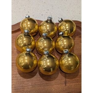 Vintage Shiny Brite Mercury Glass Christmas Ornaments Gold 2" Balls - No Box USA
